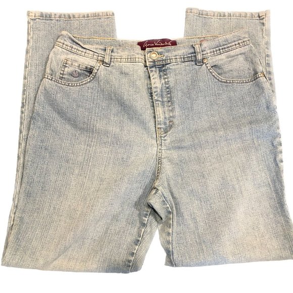 Gloria Vanderbilt Amanda Jeans Light Wash Denim 5 Pocket Womens Sz 14 Short - Picture 1 of 14